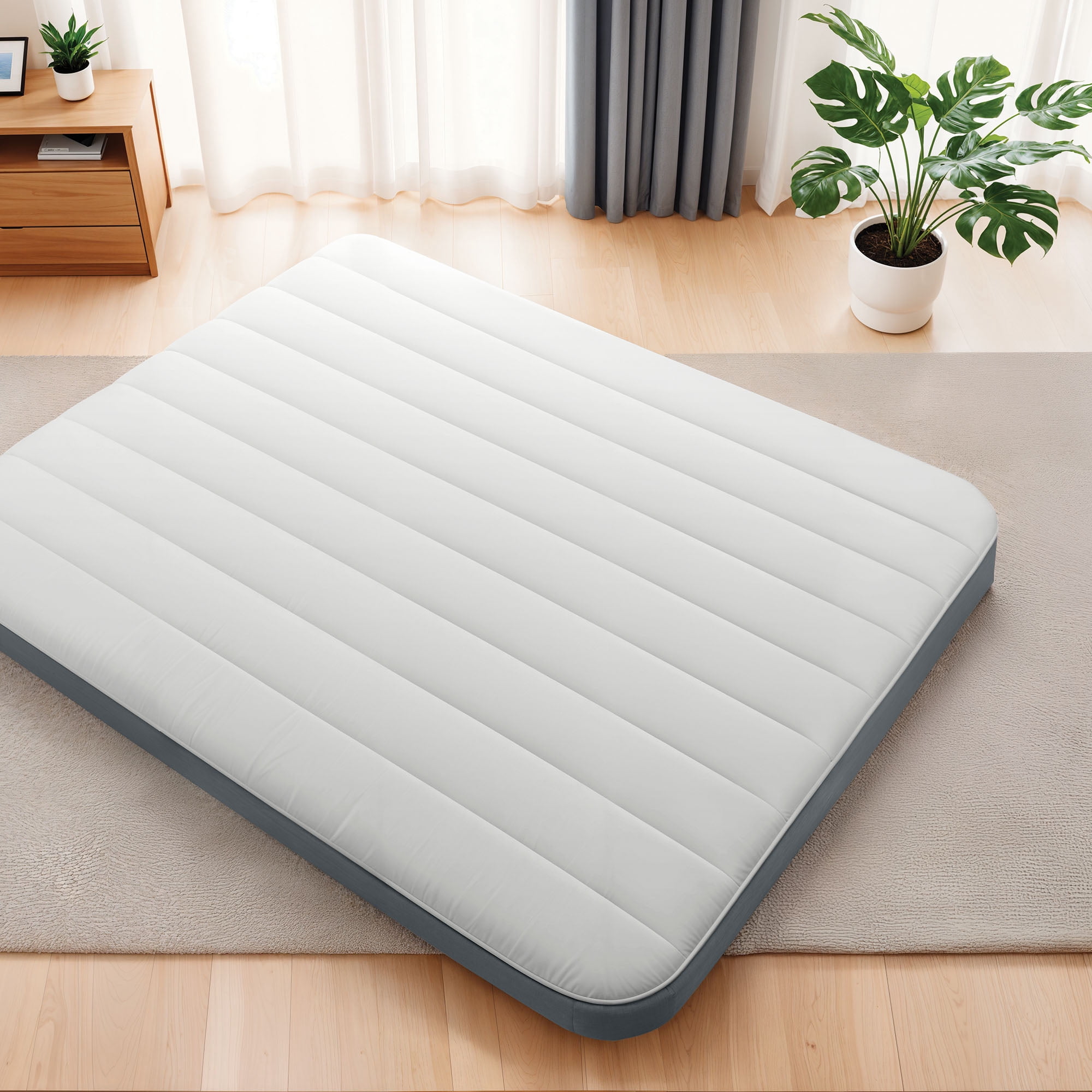 Intex: Dura-Beam Airbed - Queen, Grey - 10" Single-High Inflatable Mattress, Fiber-Tech Construction, Velvety Sleep Surface, 80x60", 2 Person, 64103FL