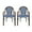 Navy Blue/White/Anti Brass, variant on Cecil Aluminum and Wicker Outdoor French Bistro Chairs, Set of 2, Black, White, and Brown Wood