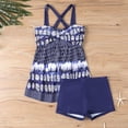 thumbnail image 5 of Xixinqiwan Tankini Swimsuits for Women Tummy Control Two Piece Bathing Suits Flowy Printed Swim Dress with Boy Shorts Blue 5XL, 5 of 6