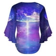 thumbnail image 6 of Earth Galaxy Space Women's V-Neck Blouse With 3/4 Ruffled Bell Sleeves Casual Top Ladies Blouses, 6 of 7