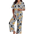 thumbnail image 3 of MuXiKeJi Clothes Oversize Fit Pumpkin Pattern Halloween Short Sleeve Long Pant Pajama Set, Soft Fabric Home Sleepwear Casual Indoor Daily Lounging for Ladies Women Loose Pumpkin Pajama Set, 3 of 7