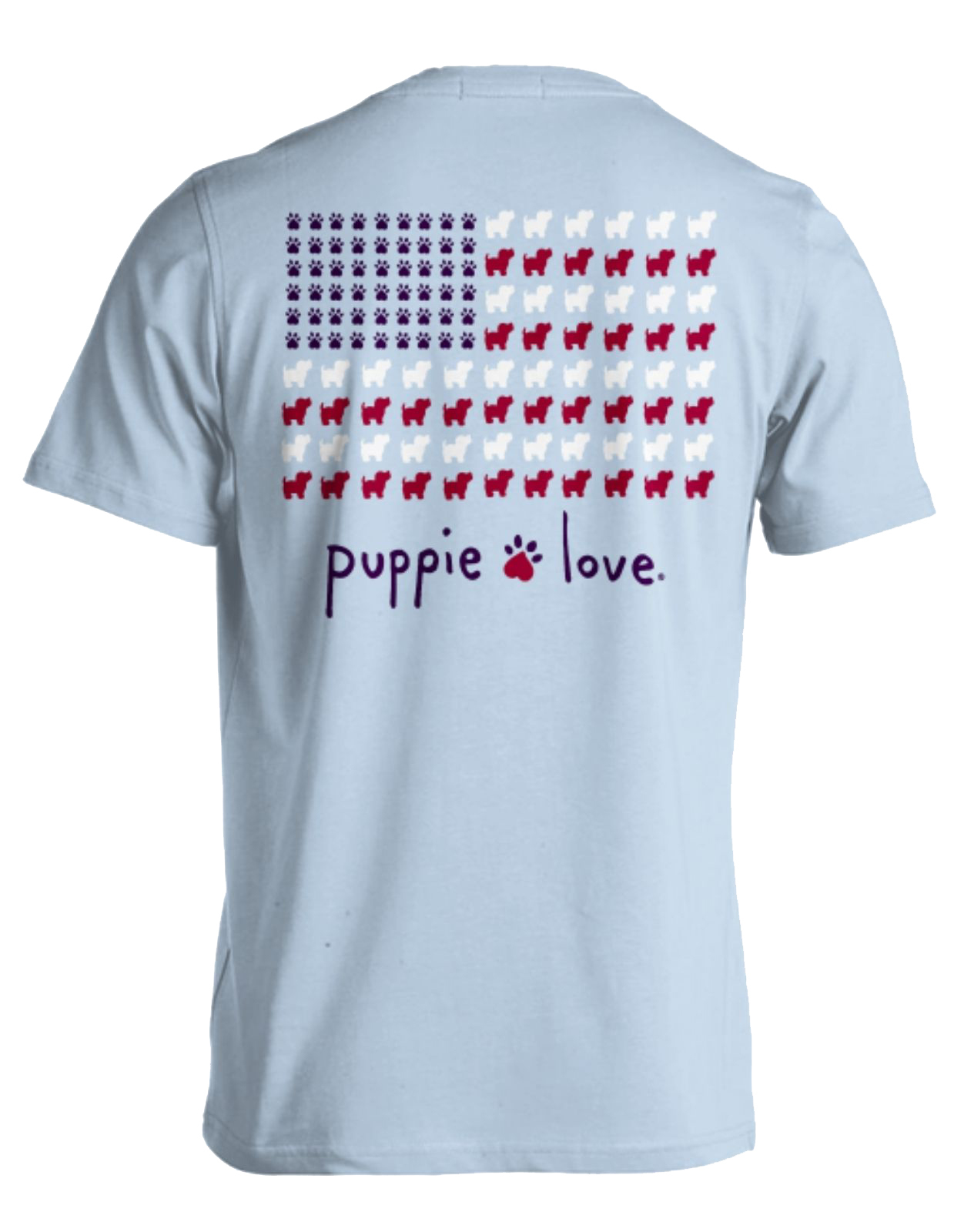 Puppie Love Puppie USA Flag Adult Unisex Short Sleeve TShirt, Light