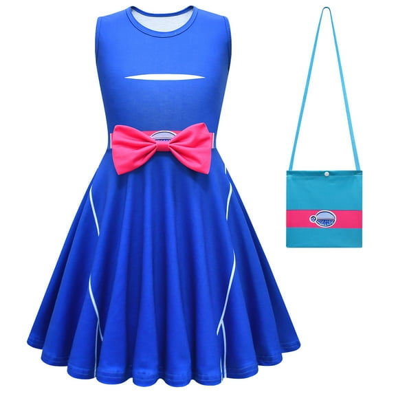 Girls Vampire Costume w/Bag Halloween Cosplay Role Play Party Outfit, Size 4-5Y