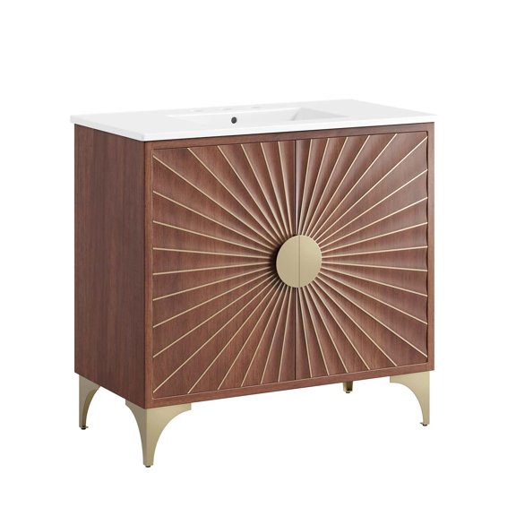 Modway Daylight 36" Bathroom Vanity in White Walnut
