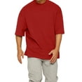 thumbnail image 1 of Txlixc Hombres Camiseta, Manga Media Color Sólido Ajuste Suelto Gimnasio Fitness Culturismo Algodón Tops Deportes Entrenamiento Camiseta Txlixc Casual, 1 of 3