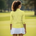 thumbnail image 5 of Uorisanigo Yellow Women's 3/4 Sleeve Golf Top with Zipper Comfortable Breathable Women's Dry-Fit Golf Polo Shirts Casual Soft Polyester Spandex Fabric Fashion Workout Tops Size L, 5 of 7