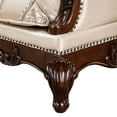 thumbnail image 3 of Vera 90 Inch Sofa, Button Tufted Beige Rolled Arms, Cherry Brown Solid Wood, 3 of 9