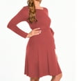 Bearsland Women’s Maternity Midi Dress Long Sleeve Casual Stretchy
