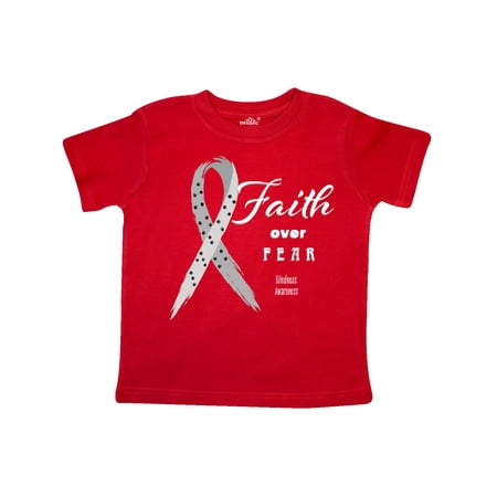 

Inktastic Faith Over Fear Blindness Awareness with Ribbon Gift Toddler Boy or Toddler Girl T-Shirt