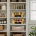 thumbnail image 2 of Casafield (Set of 2) Water Hyacinth Pantry Baskets with Handles and Chalkboard Labels - Natural, Wide Woven Storage Baskets for Kitchen Shelves, 2 of 7