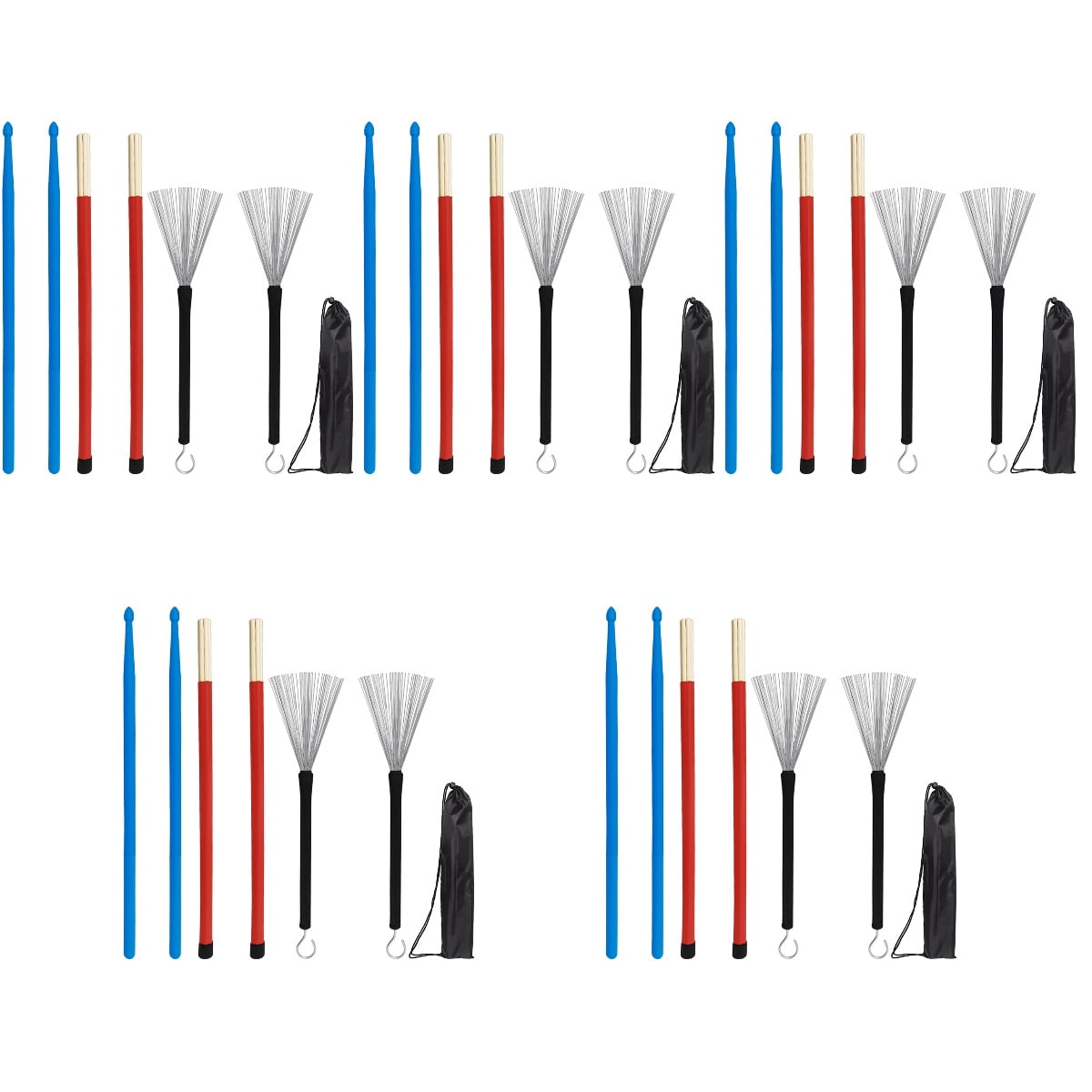 FELTECHELECTR Performance Drumsticks Kit with Nonslip Handles Assorted Color for Students Orchestra Players 5Sets