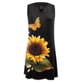 thumbnail image 4 of DailyTrove Women's Sunflower Print Fit & Flare Dress, Sleeveless, Casual Beach & Festival Wear, Lightweight Cotton Blend, Ruffled Hem, 4 of 6