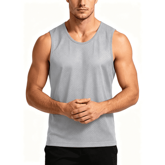 Busydd Mens Tank Top Solid Color Breathable Comfy Athletic Shirts Casual Summer Sleeveless Round Neck Tank Tops XL