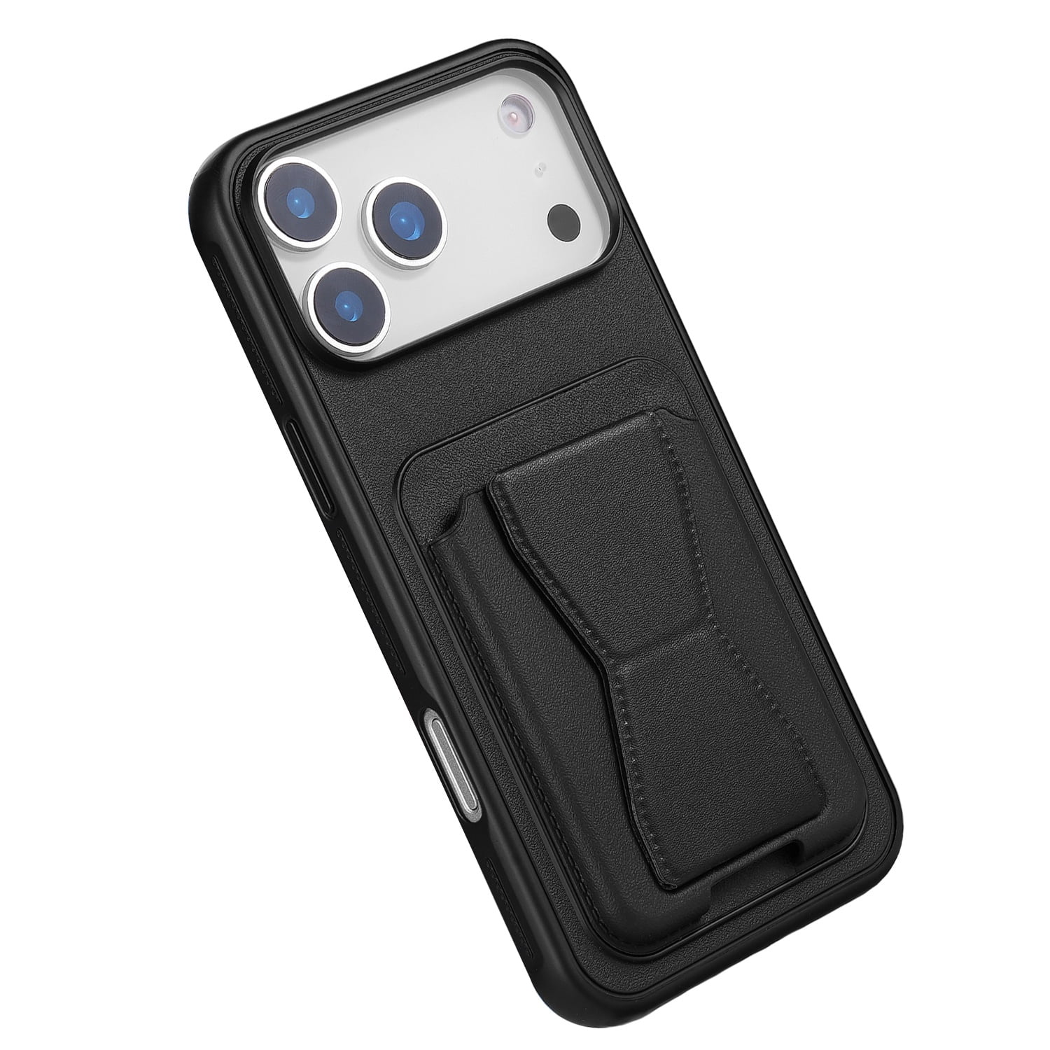 MagSafe Leather Wallet Case with Built-In Stand for iPhone 17 Pro Max - Black