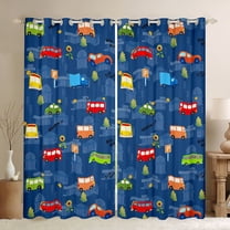 Manfei Cartoon School Bus Blackout Curtains Set of 2 (52x84 Each) for Kids, Vehicle Truck Window Curtains, Rustic Sunflower Curtains and Drapes, Window Curtains Decor