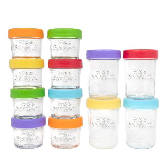 Frascos de vidrio para almacenamiento de comida para bebés Weesprout 120 ml/240 ml, juego de 12