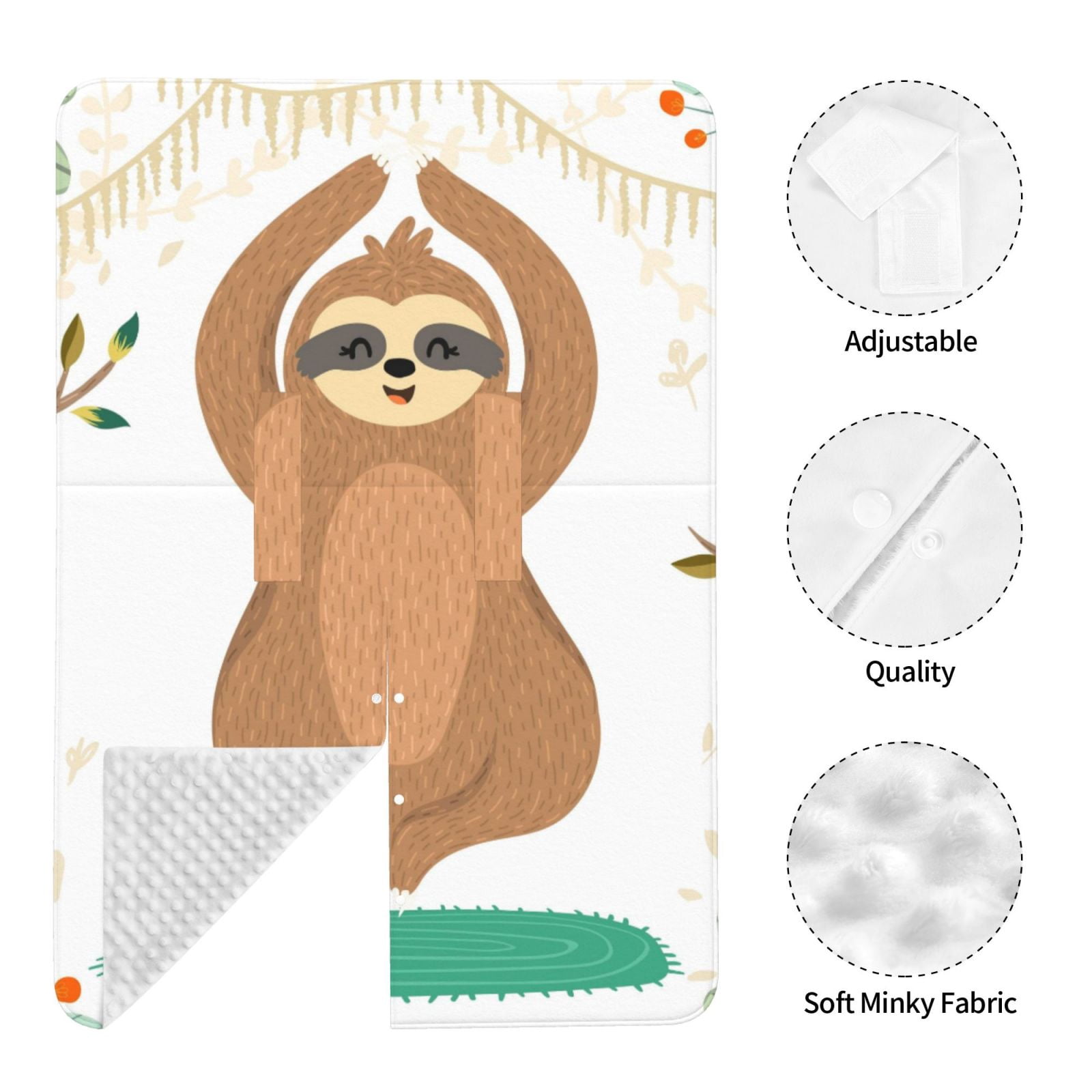 Naloa Cute Sloth In Yoga Pose Tree Baby Car Seat Cover, Breathable Baby Carrier Cover, Multiuse Baby Carrier Cover & Nursing Breastfeeding Cover