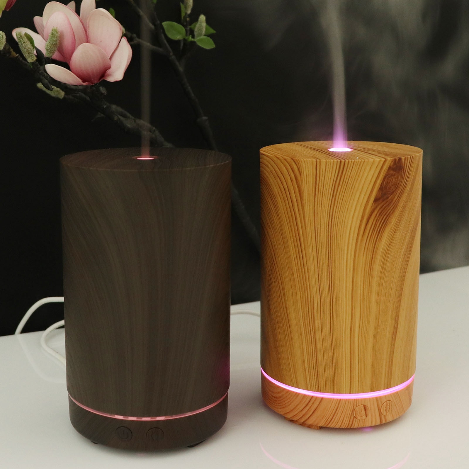 Wovilon Humidifiers For Bedroom Humidifiers For Large Room Humidifiers For Baby, Bamboo Home 200Ml Mini Wood Grain Desktop Colorful Aroma Diffuser Humidifier