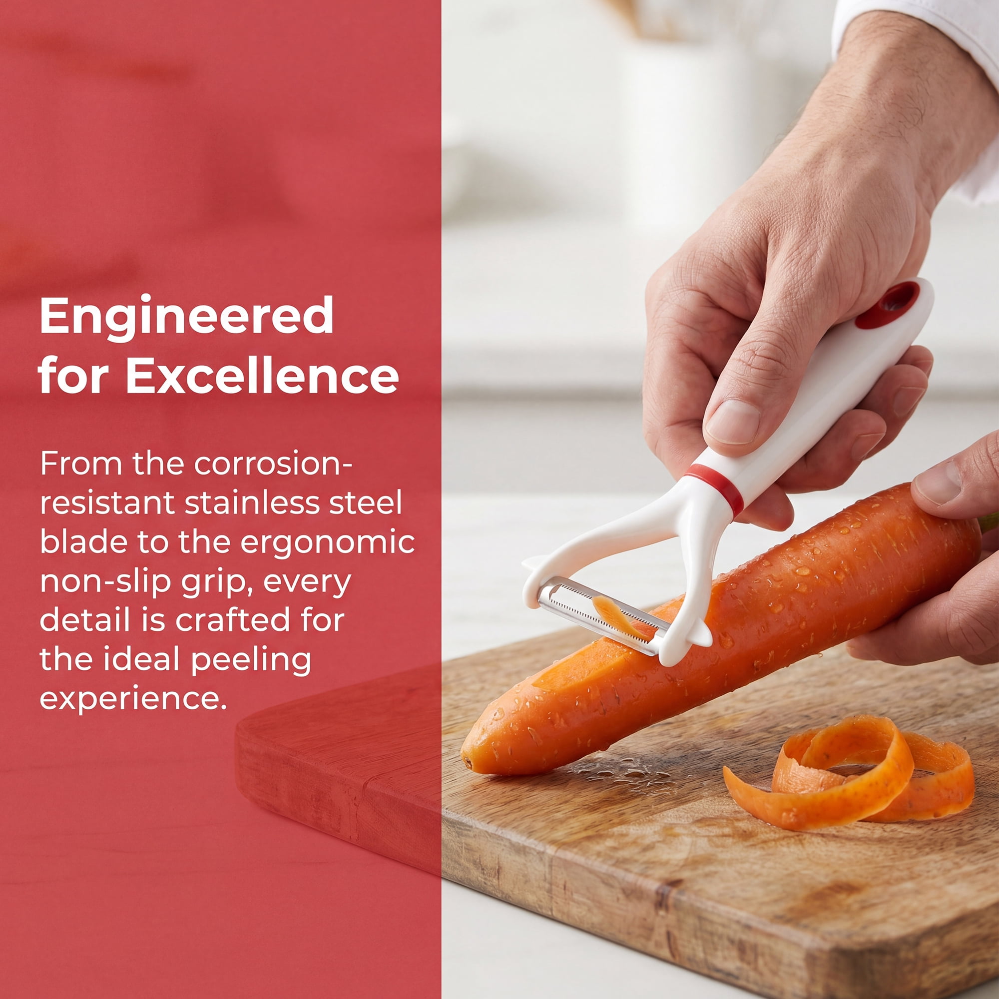 Unique Bargains Stainless Steel Durable Peeler with Ergonomic Handle Red 6.1" x 2.4"