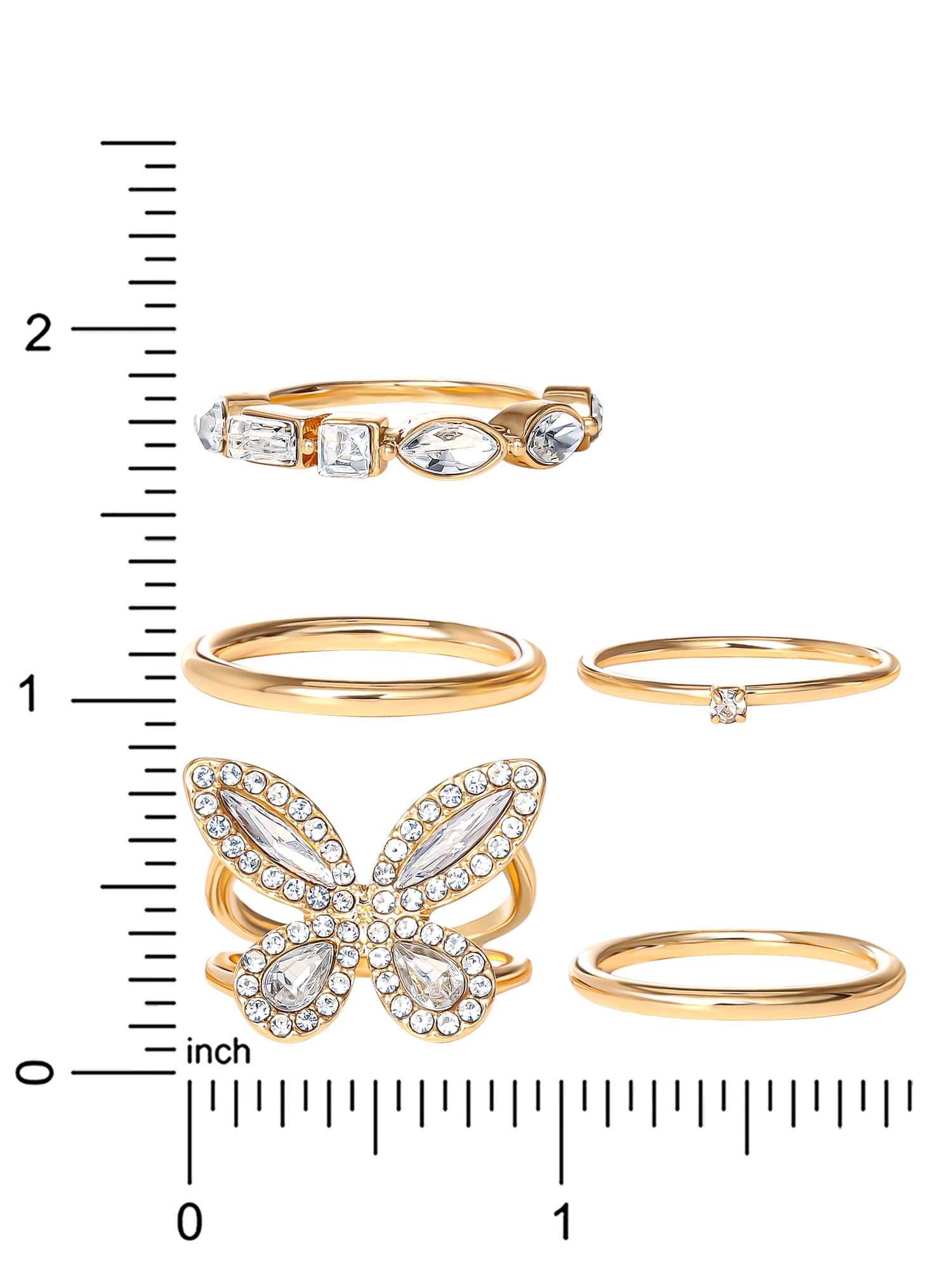 Jessica Simpson Women's Butterfly Ring Set, Set of 5