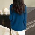 thumbnail image 3 of Stichou Women's Fall Sweater Crew Neck Long Sleeve Loose Fit Merino Wool Knitted Pullover Autumn Winter Basic Warm Tops Dark Blue M, 3 of 4