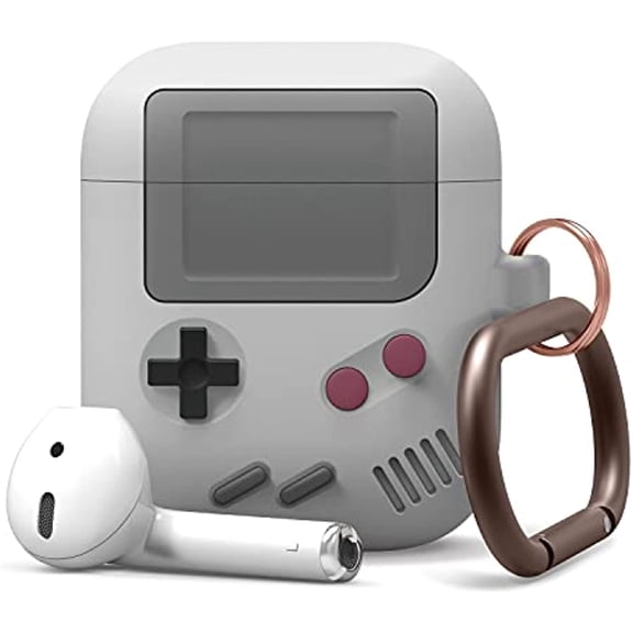 elago Classic Game Player Design Case with Keychain for AirPods 2&1 [US Patent Registered] (Light Grey))