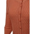 thumbnail image 4 of A2Y Women's Solid Cropped 3/4 Sleeve Button Down Crew Neck Knit Cardigan Sweater Dusty Orange L, 4 of 5