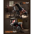 thumbnail image 3 of JoanKaren 6-in-1 Leg Extension and Curl Machine,700LB Adjustable Leg Curl Machine with Exercise Bench,Leg Workout Equipment Compatible with Cable System Fit 1'' & 2'' Plates,Red&Black, 3 of 9