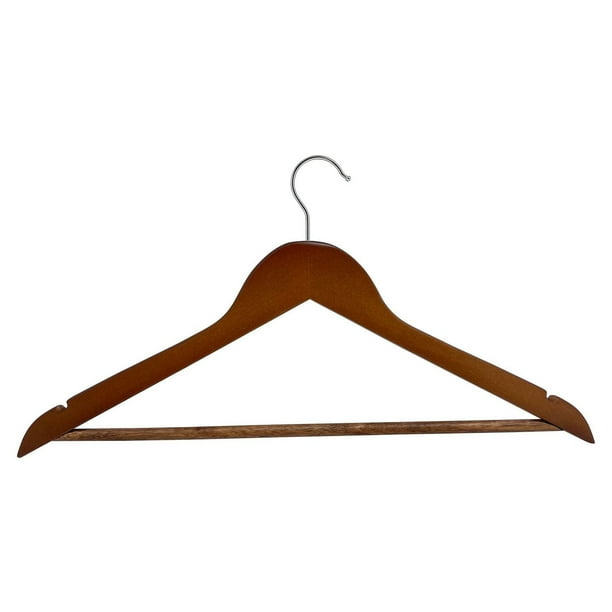Mainstays, Adult Wooden Clothes Hanger, Walnut Color, 5 pack