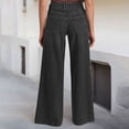 thumbnail image 3 of Women's Jeans Wide Leg High Waist Denim Pants with Front Seam Detail Pockets Trendy Casual Trousers (XL, Black), 3 of 8