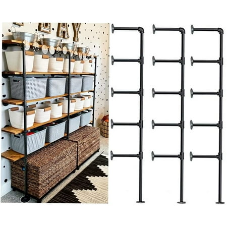 

Brackets Industrial Retro Wall Mount Iron Pipe Shelf Diy 3 Pcs Black