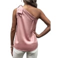thumbnail image 4 of Women's One Shoulder Tank Tops, Sleeveless Bowknot Solid Color Regular Fit T-Shirts, 4 of 5