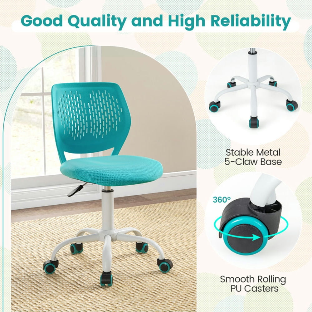 Resenkos Ergonomic Children Study Chair with Adjustable Height-Turquoise, Home Office Computer Desk Chair, Small Office Chair for Bedroom,Study