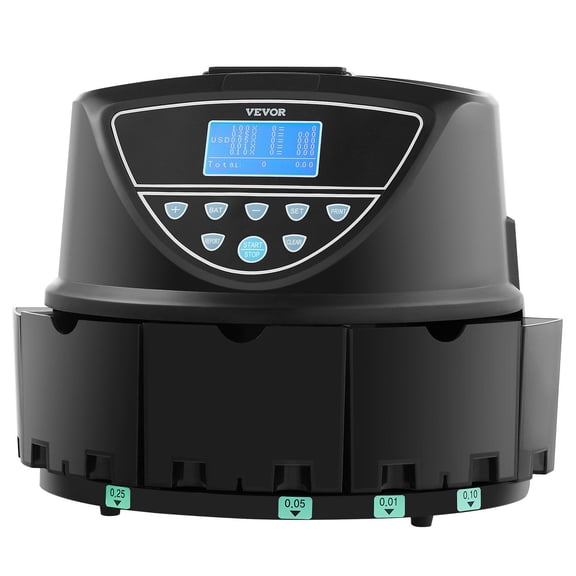 Digital Coin Sorter Machine - High-Speed Automatic Counter for US Coins (1¢ to $1) with LCD Display & 5 Wrapping Tubes