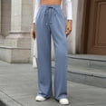 thumbnail image 5 of XFLWAM Women's Wide Leg Sweatpants High Waisted Baggy Lounge Pants Drawstring Athletic Flared Joggers with Pockets Blue M, 5 of 9