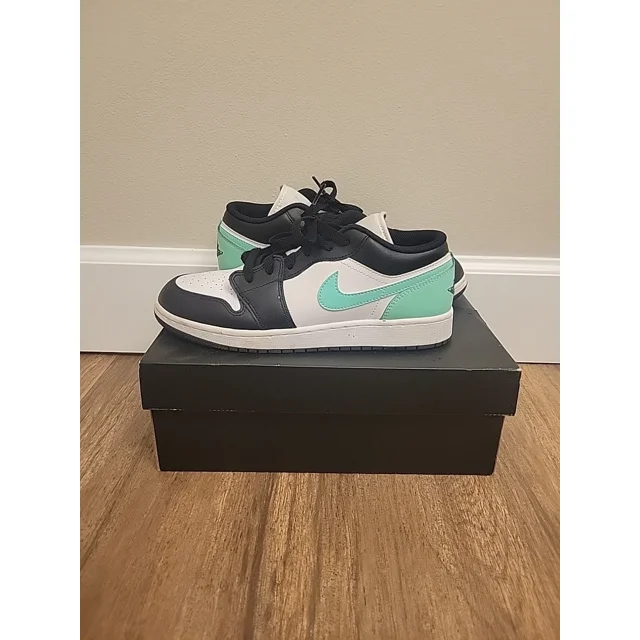 Ni - ke Ni - ke Air Jordan 1 Low Green Glow Black White Shoes Men's Size 6.5 (553558-131)