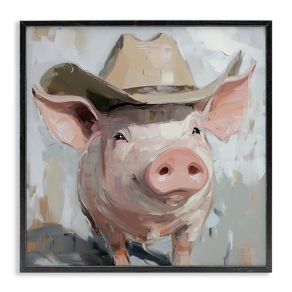 Stupell Industries Cowboy Chester Pig Black Framed Giclee Art, design by Tina LeCour