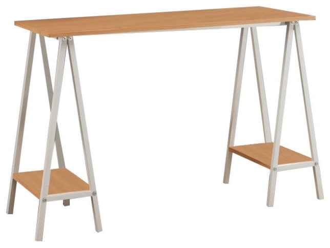 Natural White Metal Wood Home Office Computer Workstation
