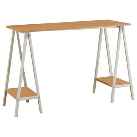 Natural White Metal Wood Home Office Computer Workstation