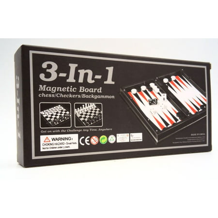 DENTT Travel Magnetic 3 In One Chess, Checkers And Backgammon Game