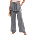 thumbnail image 6 of Noric Women Straight Leg Peplum Pants with Pockets High Waisted Drawstring Casual Summer Flowy Palazzo Pants Loose Fit, 6 of 7