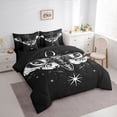 thumbnail image 3 of Feelyou Tribal Butterfly Moth Bedding Comforter Set 7pcs, Bohemian Stars Galaxy King Bedding Sets, Black White Cartoon Reversible Bed Sheets, Breathable Home Decor, 3 of 8