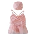 thumbnail image 1 of Kids Girls Bikini Set  Solid/Strawberry Print Swimsuit + Swimming Cap, 1 of 9