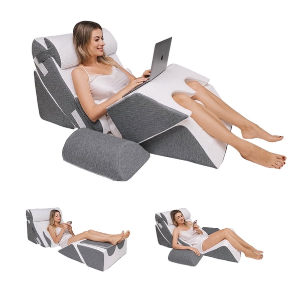 8-Piece Wedge Pillow Set — Multifunctional Body Support Pillow, Adjustable, with Built-in 2" Thick Memory Foam
