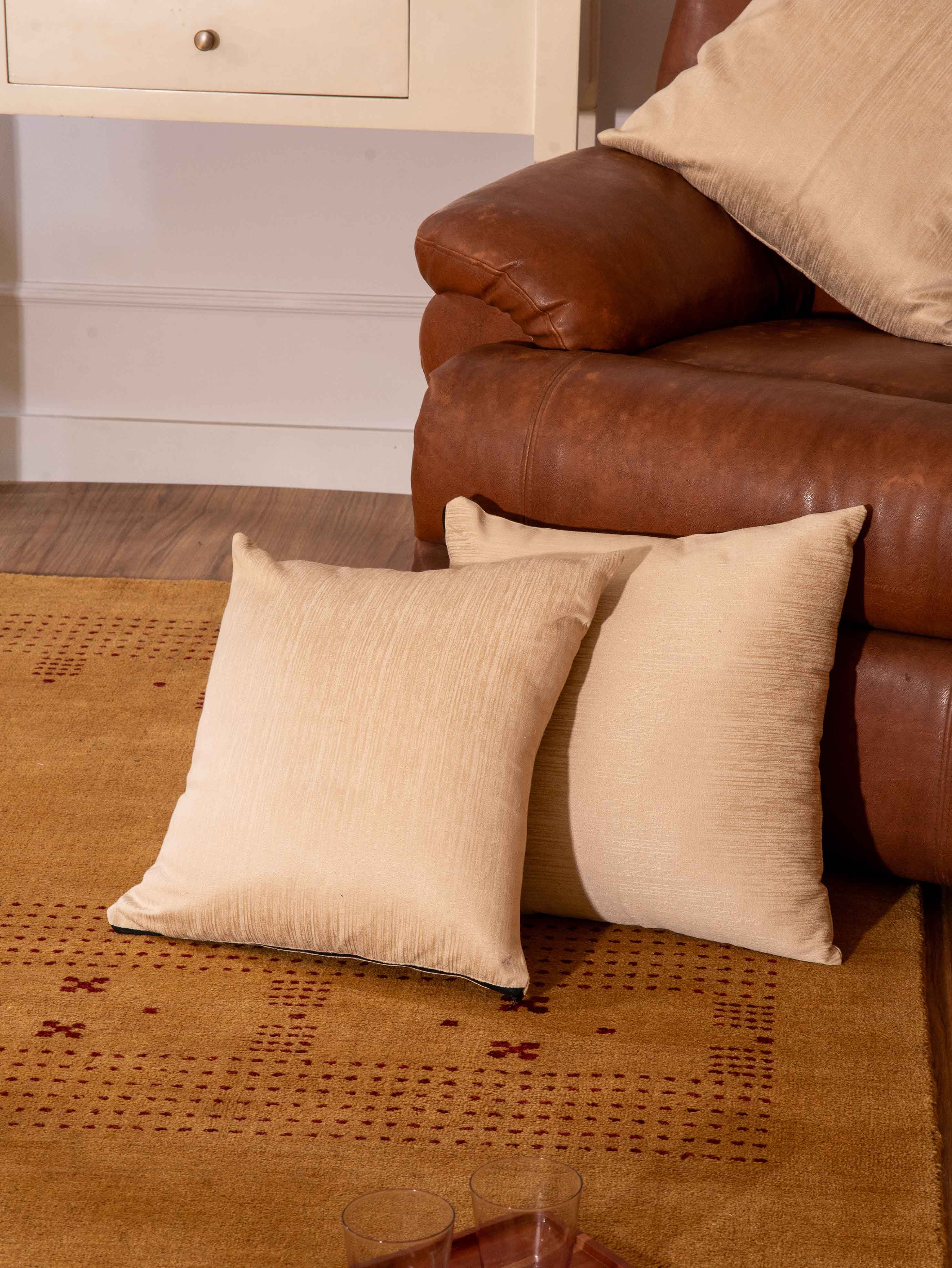 Kika Home Collections Handmade 18" x 18" Modern Beige Solid Print Decorative Pillow Covers, 2 Count