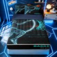 thumbnail image 2 of Erosebridal Cyan Glowing Basketball Player Zipper Queen Comforter Set with Fitted Sheet and 2 Pillowcases for Boys Men, Hoop Ball Print Zipper Bedding Set, Navy Reversible, 4-Piece, 2 of 7