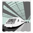 thumbnail image 3 of Train Shower Curtain, Technology Theme Simple Illustration of Modern High Speed Vehicle at Railway Station, Fabric Bathroom Set with Hooks, 69W X 70L Inches, Multicolor, by Ambesonne, 3 of 3