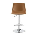 thumbnail image 2 of Boom PU Faux Leather Adjustable Stool in Tan with Shiny Metal Base for Kitchen, Island Stool Set 2, 2 of 5