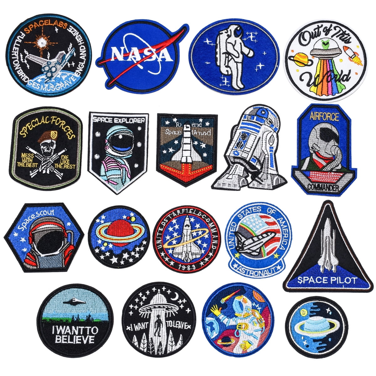 Tissu Thermocollant 21 Patchs Thermocollants Motif Planètes Et Astronautes - Pour Vêtements Enfants - Déco Et Réparation Patchs Astronaute