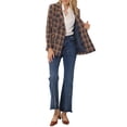 thumbnail image 2 of INSPIRE CHIC Veste pour Femme à Revers Cranté, Double Boutonnage, Blazer à Épaules Rembourrées, TP Bleu Orange, 2 of 6